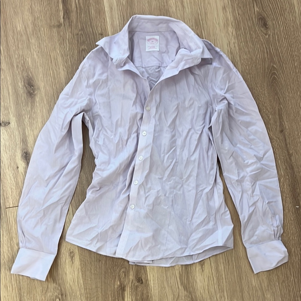 Brooks Brothers Purple/White Stripe Petite Tailored-Fit Cotton Dobby Shirt - 8P